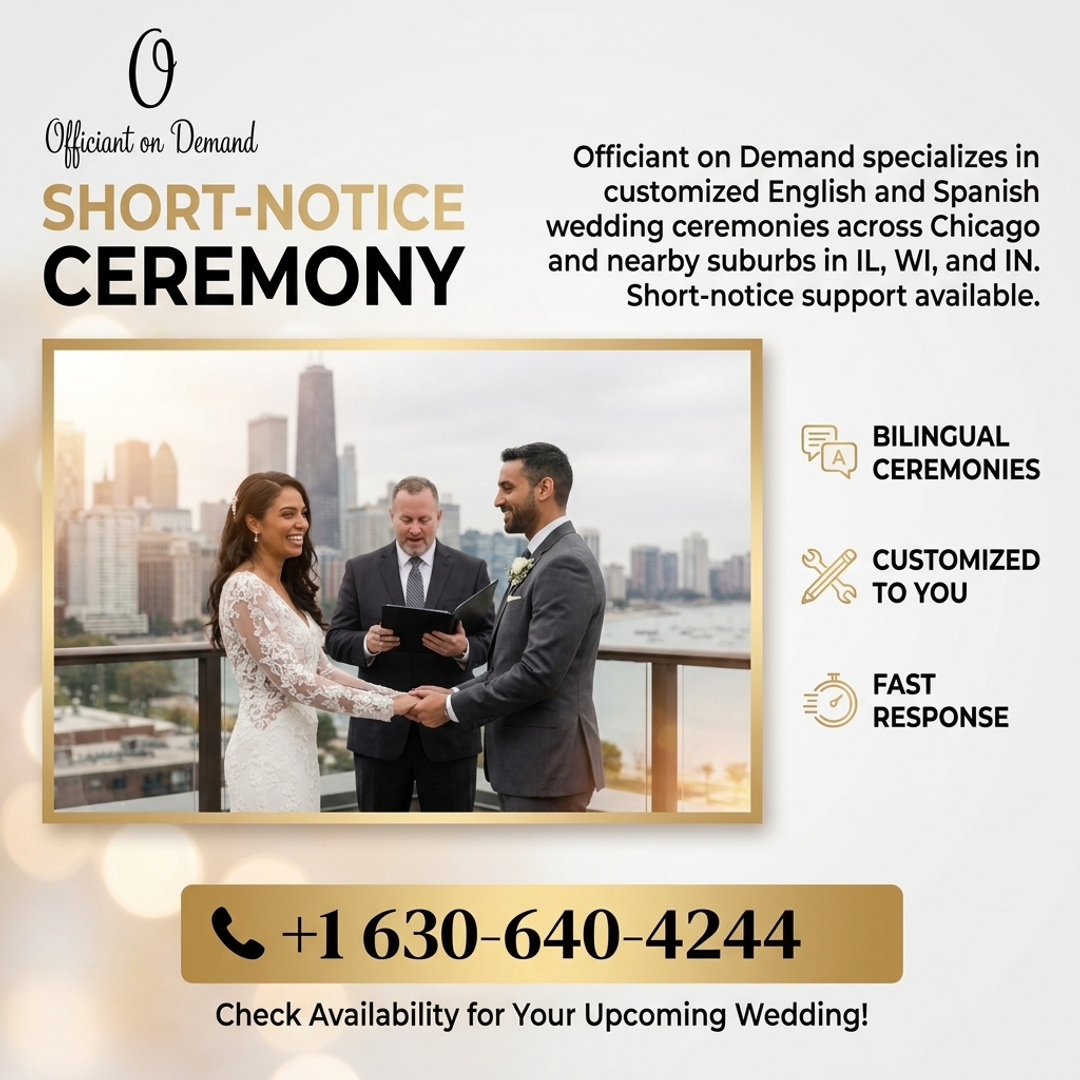 Officiant on Demand - Short-Notice Ceremony
